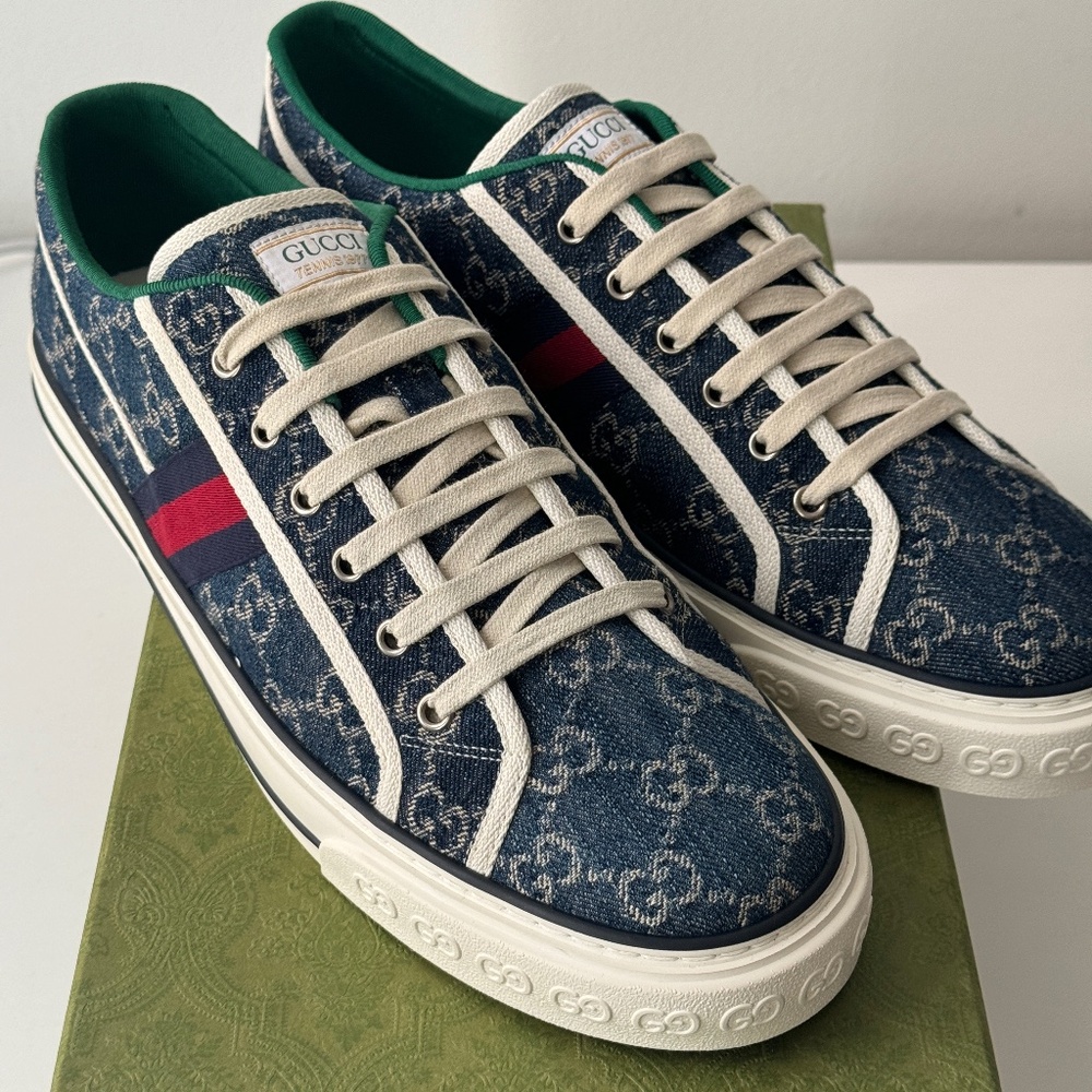 size 13G - Gucci Tennis Denim Sneakers GG print